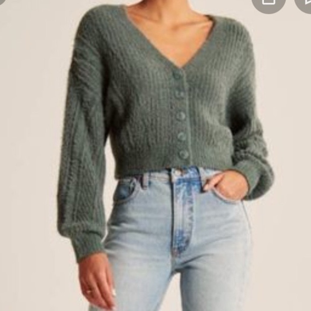 Abercrombie & Fitch Green Cardigan Sweater